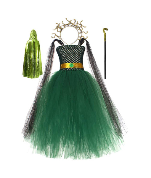 Medusa Girl Mesh Dress 4Pcs Set Kids Halloween Costume
