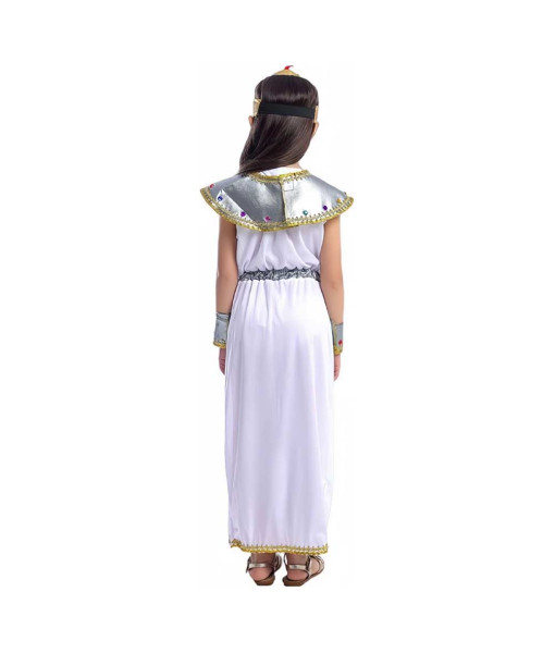Kids Children Girl Wihte Robe Dress Cleopatra Halloween Performance Stage Cosplay Costume