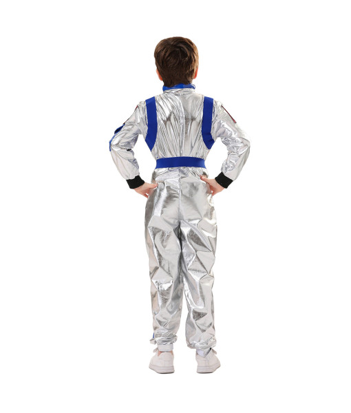 Astronaut Wihte Color Strip Jumpsuit Sci-Fi Kids Halloween Costume