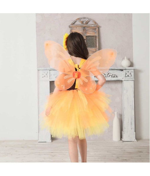 Kids Children Yellow Sunflower Tutu Skirt Dress Halloween Cosplay Costume