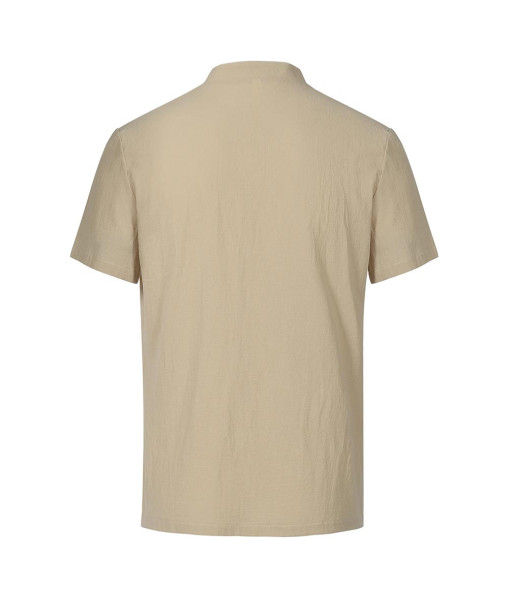 Men Medieval Short Sleeve Stand Collar Shirt Halloween Casual Costume Outfit