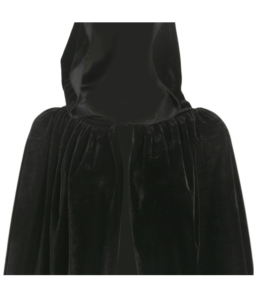 Adult Black Thickened Gold Velvet Hooded Cape Halloween Cosplay Costume
