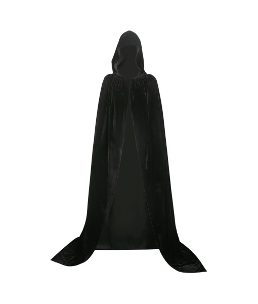 Adult Black Thickened Gold Velvet Hooded Cape Halloween Cosplay Costume