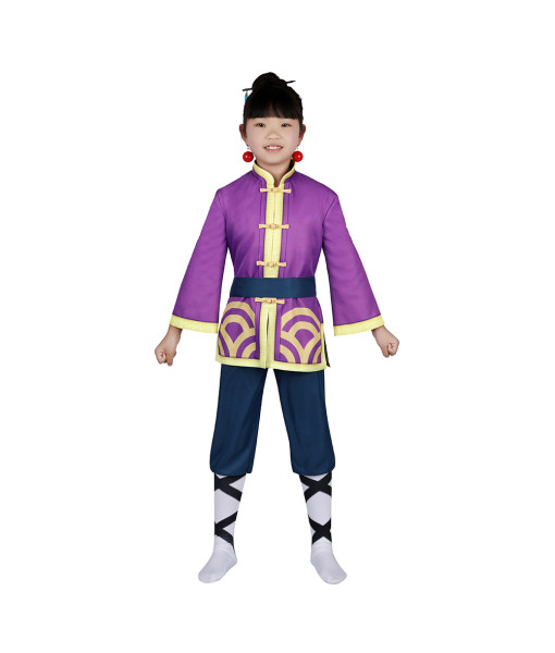 Kids Children Kongfu Monk Purple Outfit Halloween Cosplay Costume