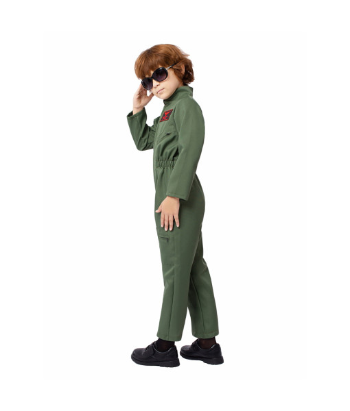 Kids Children Professional Jet Pilot One Piece Jumpsuit Halloween Cosplay Costume