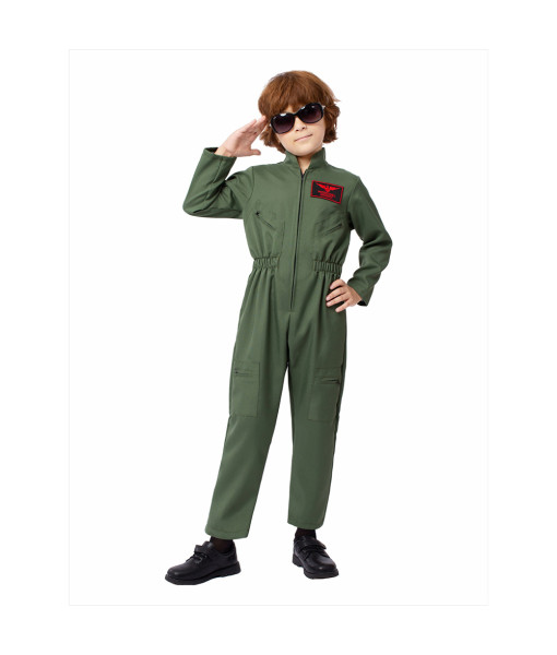 Kids Children Professional Jet Pilot One Piece Jumpsuit Halloween Cosplay Costume