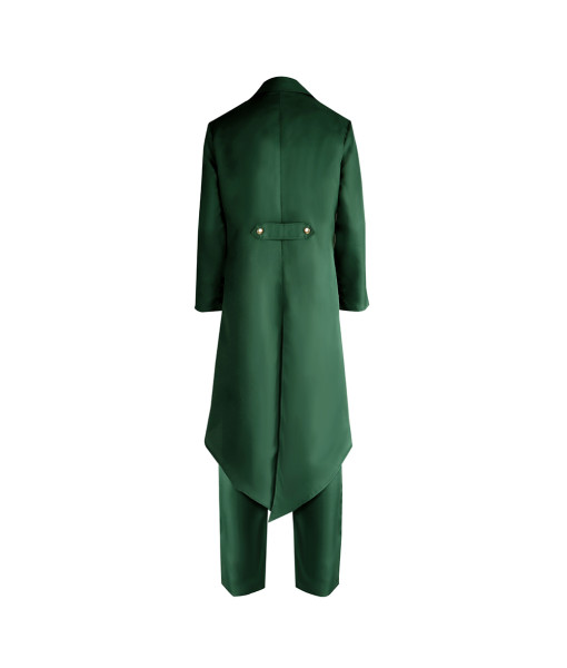 Men Steam Punk Dark Green Formal Tuxedo Magician Halloween Cosplay Costume