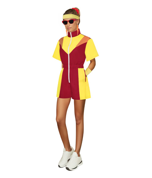 1980s Hip Hop Retro Sports Shorts 7Pcs Set Women Halloween Costume