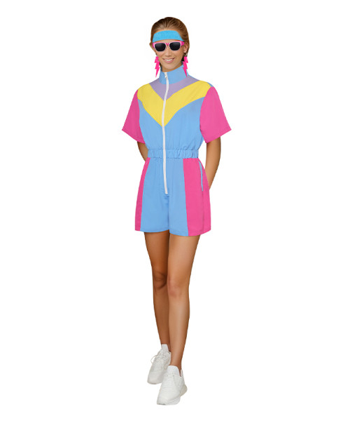 1980s Hip Hop Retro Sports Shorts 7Pcs Set Women Halloween Costume