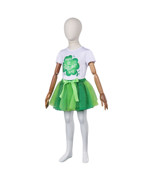 Kids Children St. Patrick Green Clover Tutu Skirt Halloween Costume