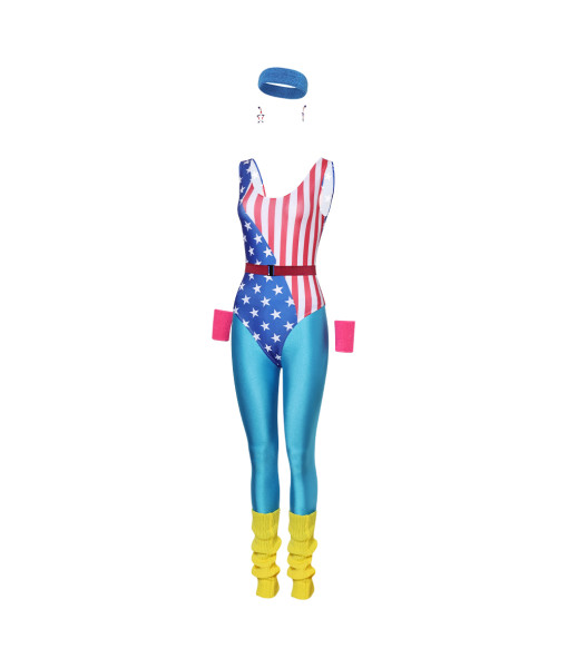1980s Patriot Fitness Jumpsuit Fullset Halloween Costume