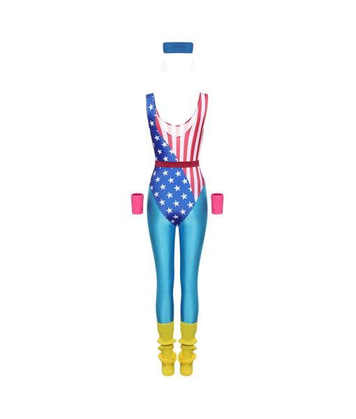 1980s Patriot Fitness Jumpsuit Fullset Halloween Costume