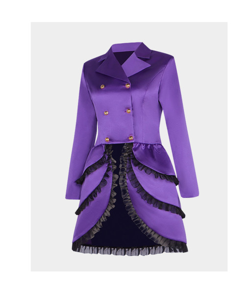 Women Medieval Purple Tuxedo Dress Halloween Cosplay Costume