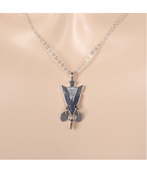 Medieval Silver Arrow Necklace Fantasy World Dragon Queen Halloween Costume Accessories 