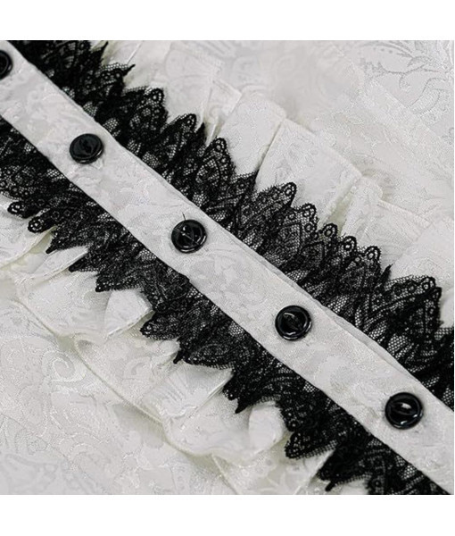 Adult Victorian Steampunk Lace Top Stand Collar Shirt Halloween Costume