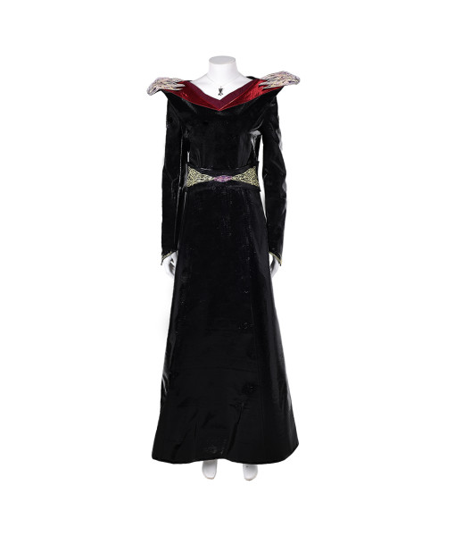 Women Black Red Medieval Long Dress Robe Fantasy Dragon Queen Halloween Costume