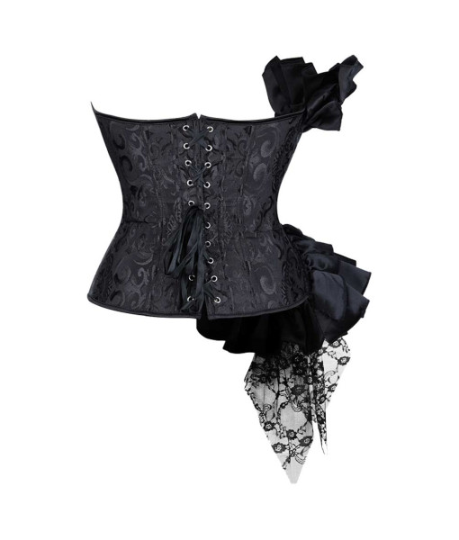 Women Medieval Black Satin Palace Lace Corset Bustiers Halloween Costume