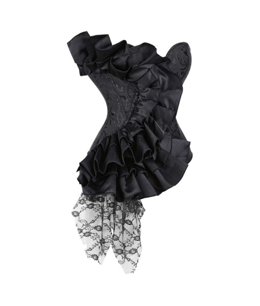 Women Medieval Black Satin Palace Lace Corset Bustiers Halloween Costume