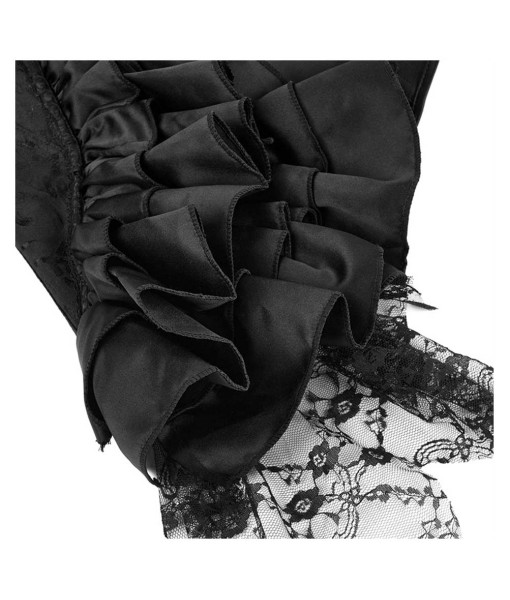 Women Medieval Black Satin Palace Lace Corset Bustiers Halloween Costume