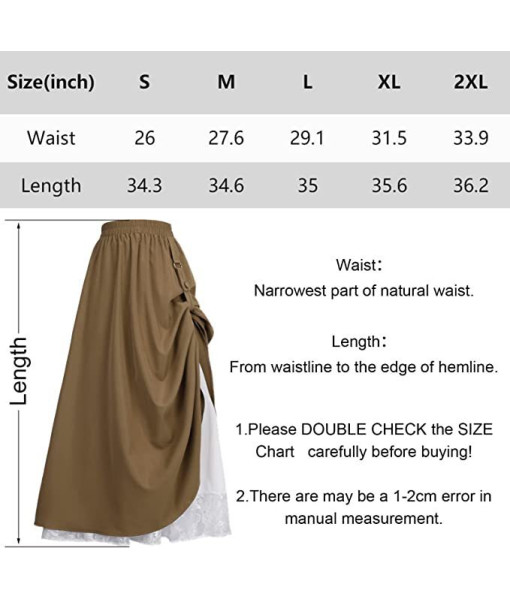 Women Medieval Renaissance Victorian Double-Layer High Waist Dress Halloween Costume