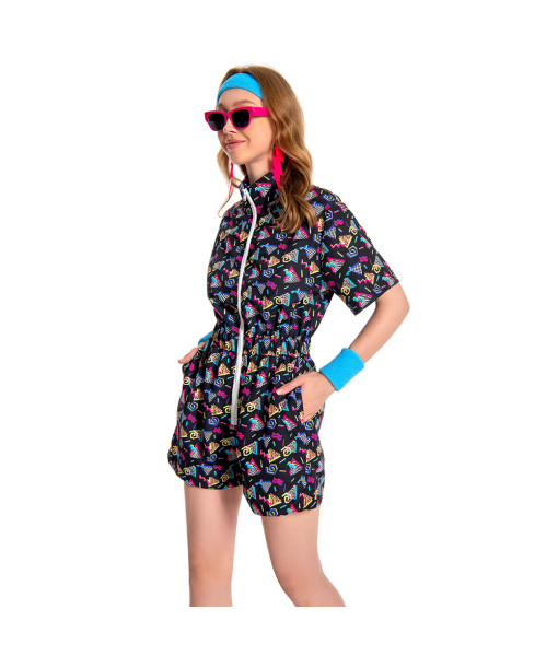 1980s Black Print Summer Bodysuit Women Halloween Costume
