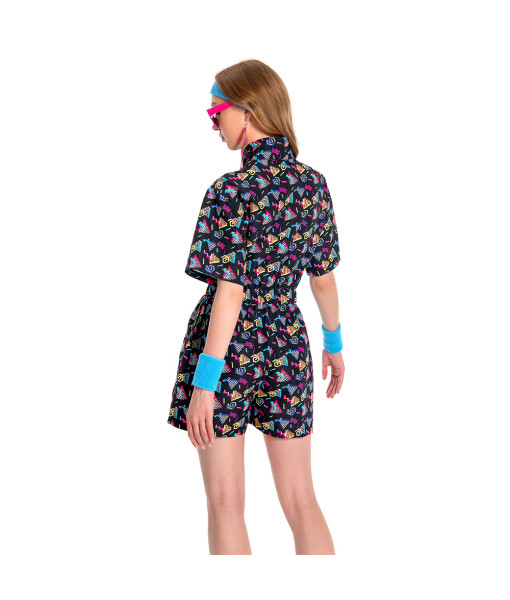1980s Black Print Summer Bodysuit Women Halloween Costume
