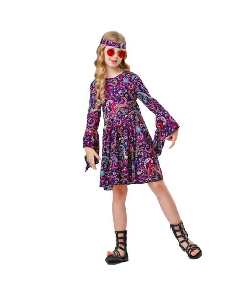 1980s Retro Floral Hippie Dress Kids Halloween Costume