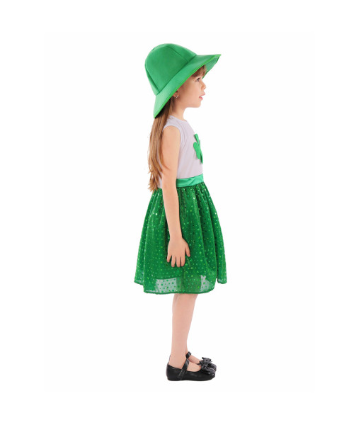 St. Patrick Green Clover Dress Girl Kids Halloween Costume