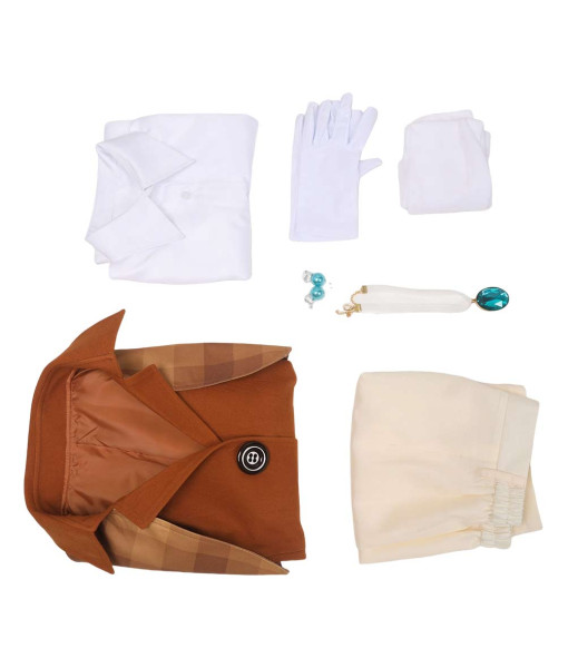 Women Brown Profrssional Detective Outfit Fullset Fantasy Halloween Costume