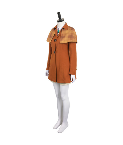 Women Brown Profrssional Detective Outfit Fullset Fantasy Halloween Costume