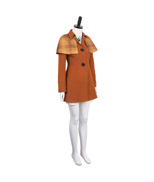 Women Brown Profrssional Detective Outfit Fullset Fantasy Halloween Costume