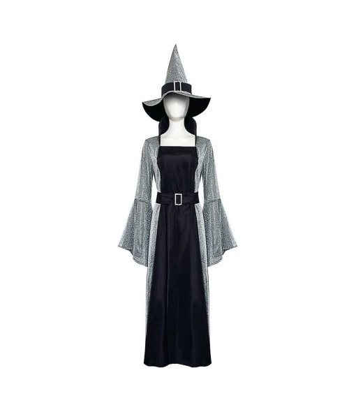 Women Medieval Trumpet Sleeve Long Dress Evil Witch Halloween Costume