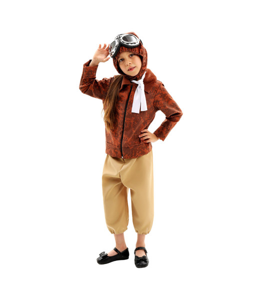 Amelia Earhart Pliot Flight Suit Kids Halloween Costume