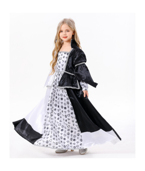 Girl Black White Gown Halloween Costume