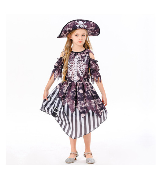 Pirate Girl Strip Dress Fullset Kids Halloween Costume