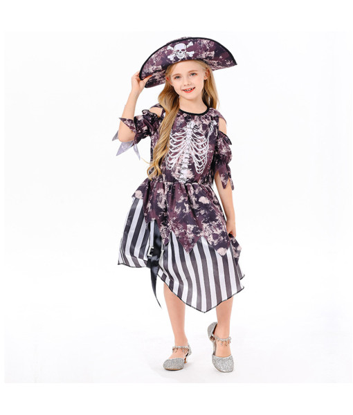 Pirate Girl Strip Dress Fullset Kids Halloween Costume