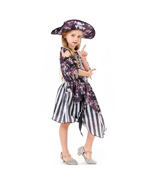 Pirate Girl Strip Dress Fullset Kids Halloween Costume