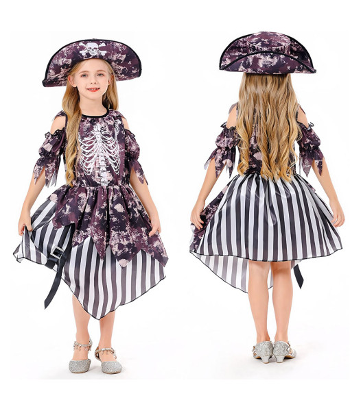 Pirate Girl Strip Dress Fullset Kids Halloween Costume