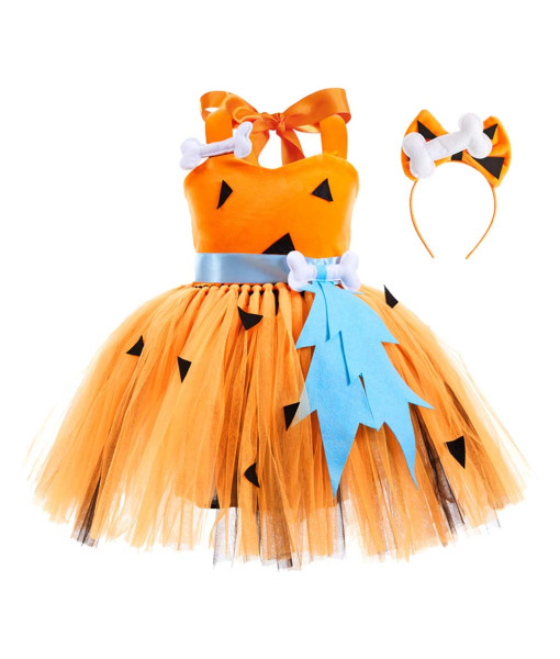 Kids Children Girl stone Age Primitive Tutu Shirt Halloween Stage Costume