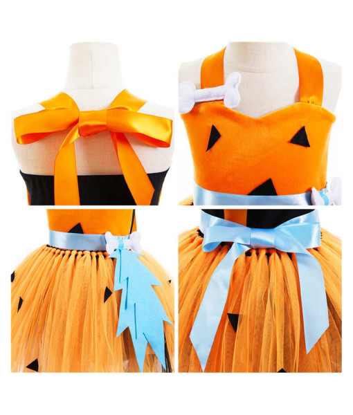 Kids Children Girl stone Age Primitive Tutu Shirt Halloween Stage Costume
