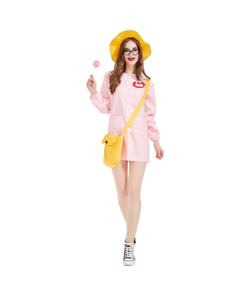 Women Pink Dress Outing Casual Outfit Costume