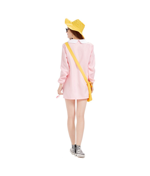 Women Pink Dress Outing Casual Outfit Costume