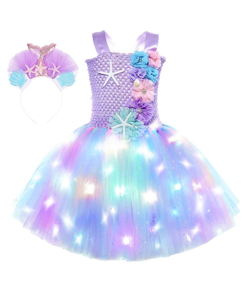 Fairy Girl Purple Tutu Skirt LED Fantasy Kids Halloween Costume