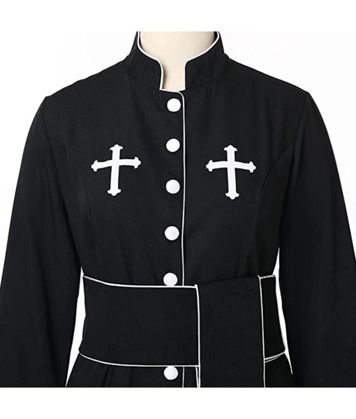Adult Black Robe Priest Exorcist Outfit Set Halloween Costume