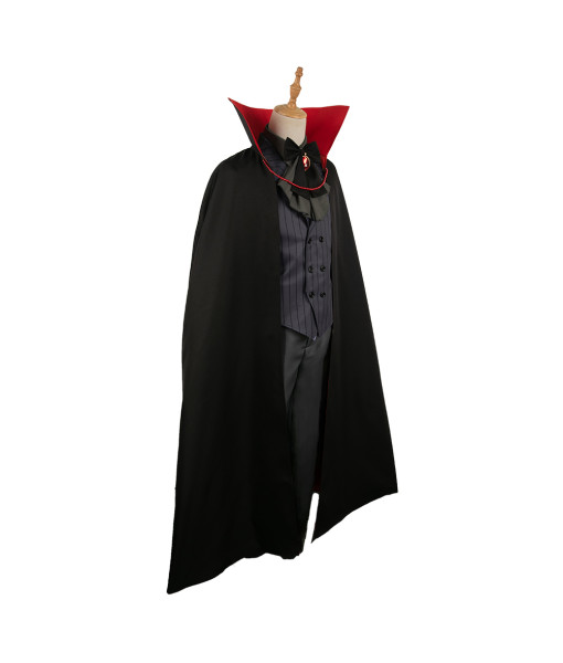 Men Black Cloak Suit Royal Vampire Halloween Costume