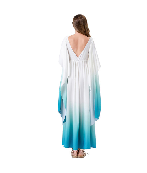 Women Roman Greek Mythology Goddess Blue Gradient Dress Halloween Costume