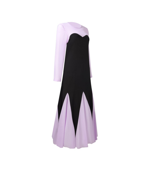Women Purple Black Long Dress Witch Fantasy Halloween Costume