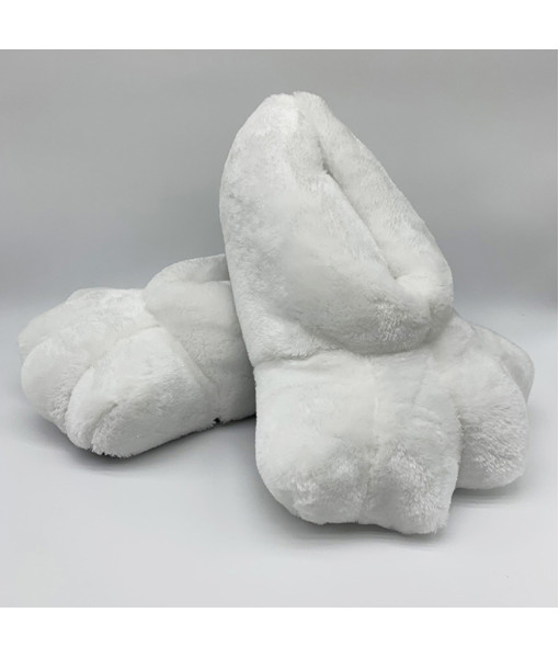 Adult White Rabbit Plush Slippers Warm Socks Furry Halloween Costume
