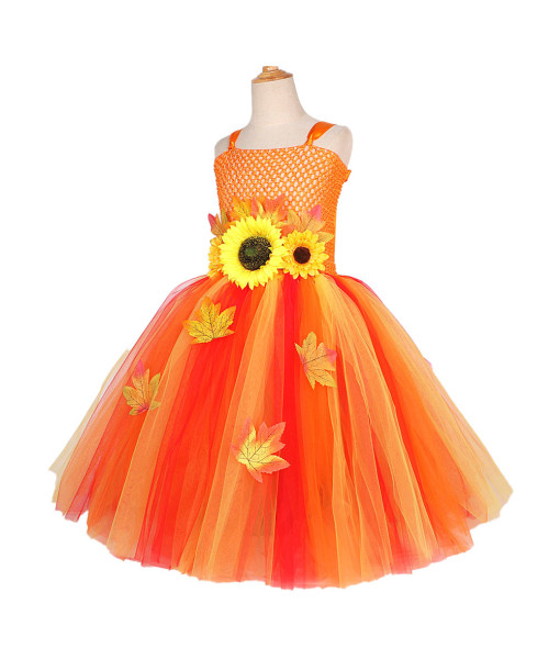 Fairy Sunflower Orange Tutu Skirt Fantasy Kids Halloween Costume