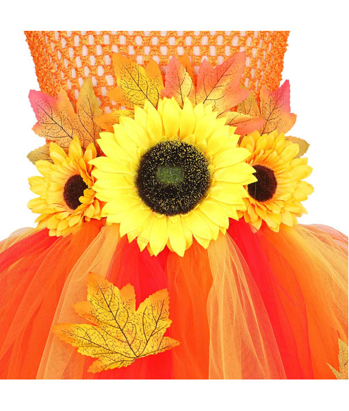 Fairy Sunflower Orange Tutu Skirt Fantasy Kids Halloween Costume